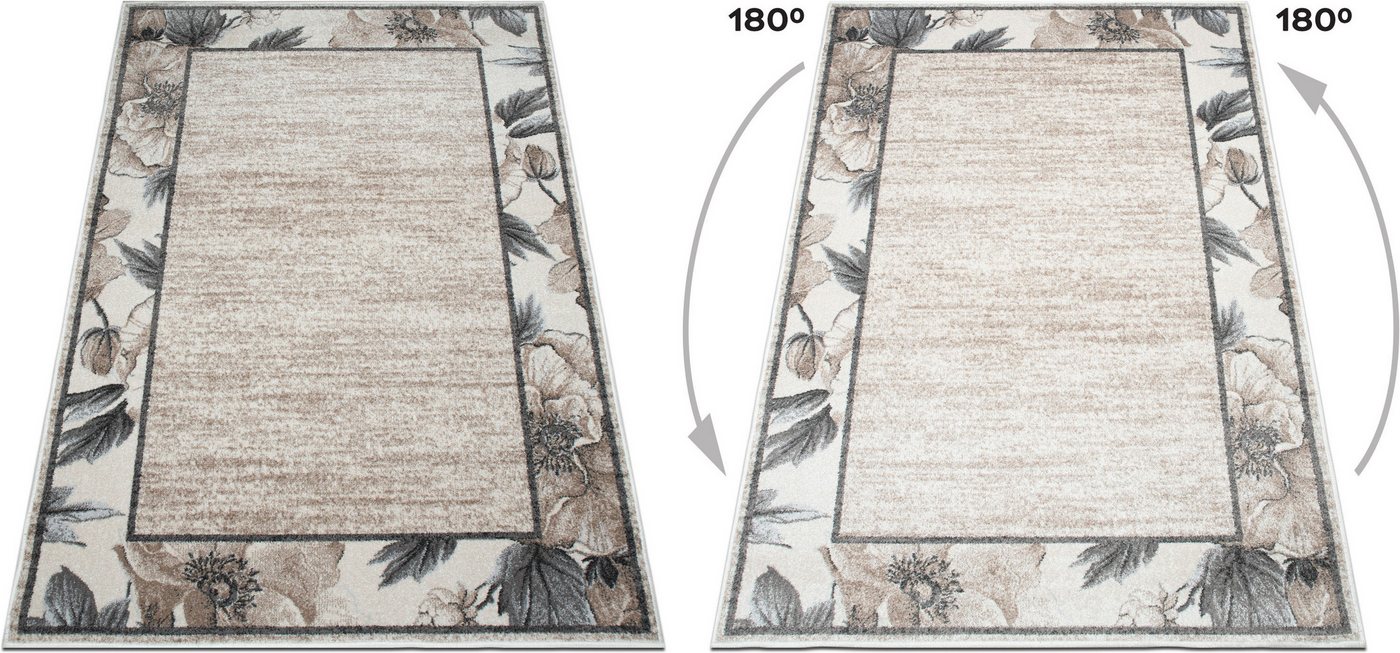 OTTO home Teppich Florent mit Rahmen, Blumen Design, rechteckig, Höhe: 9 mm, Floral, detailreiche Blüten, meliert, elegant, Wohnzimmer Bild 4