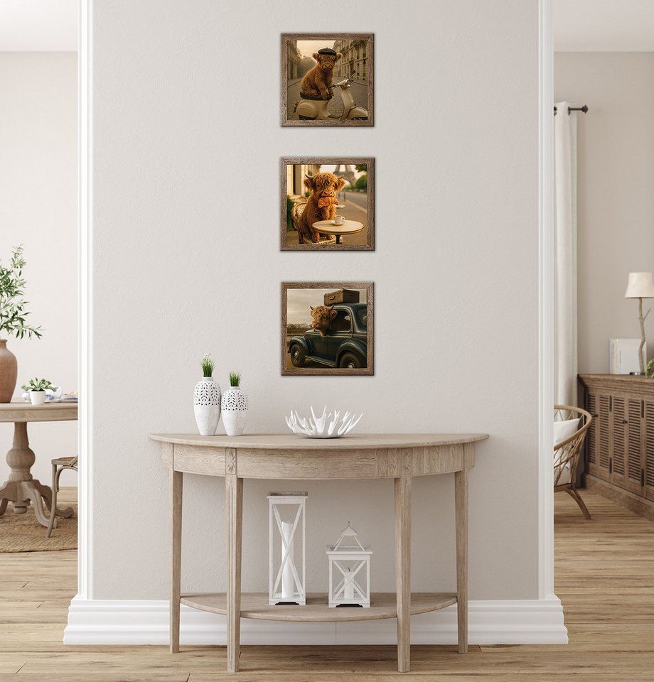 Bönninghoff Bild mit Rahmen 3er-Set HOCHLANDRIND PARIS 3x23x23 cm – Deko Essbereich Bild 3