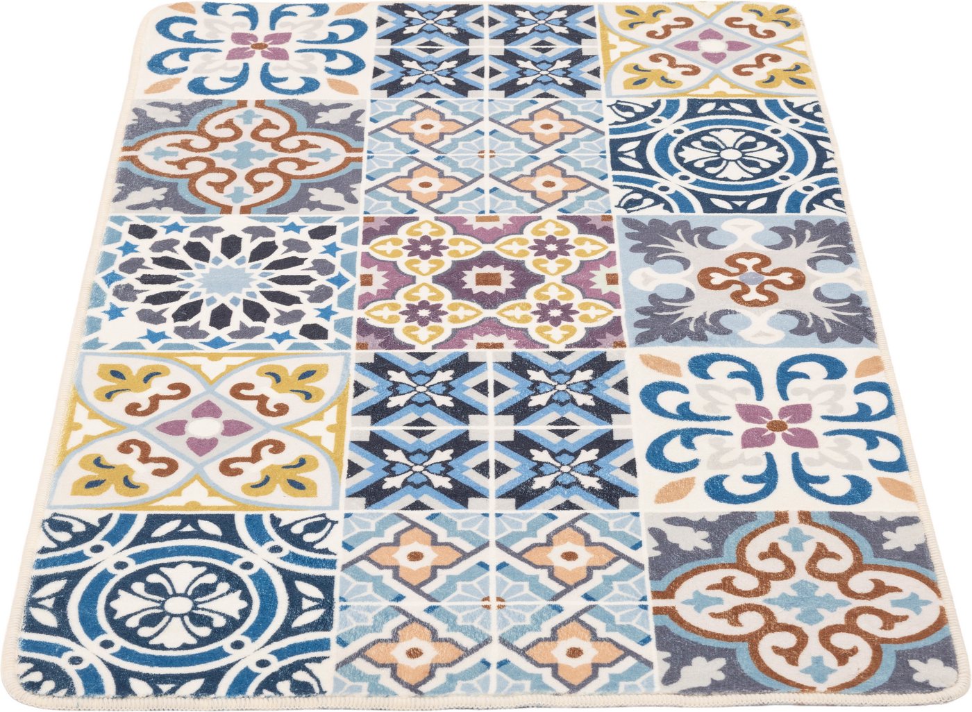 Gino Falcone Badematte Aquata GF-160, Badvorleger, Badezimmer Teppich, Höhe 7 mm, rutschhemmend beschichtet, fußbodenheizungsgeeignet, Kunstfaser, rechteckig, Badteppich, bedruckt, Fliesen Optik, rechteckig Bild 5