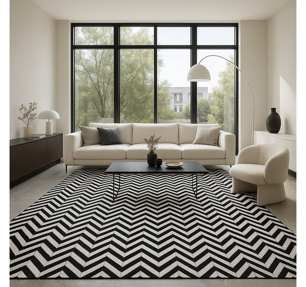 Wohnando Teppich MY-RUG Teppich Mono Line, 200x140, aus 100 % Kuhfell, rechteckig, Höhe: 0 mm, handgenäht, Natürliches Material, Modern Style, Nature Style