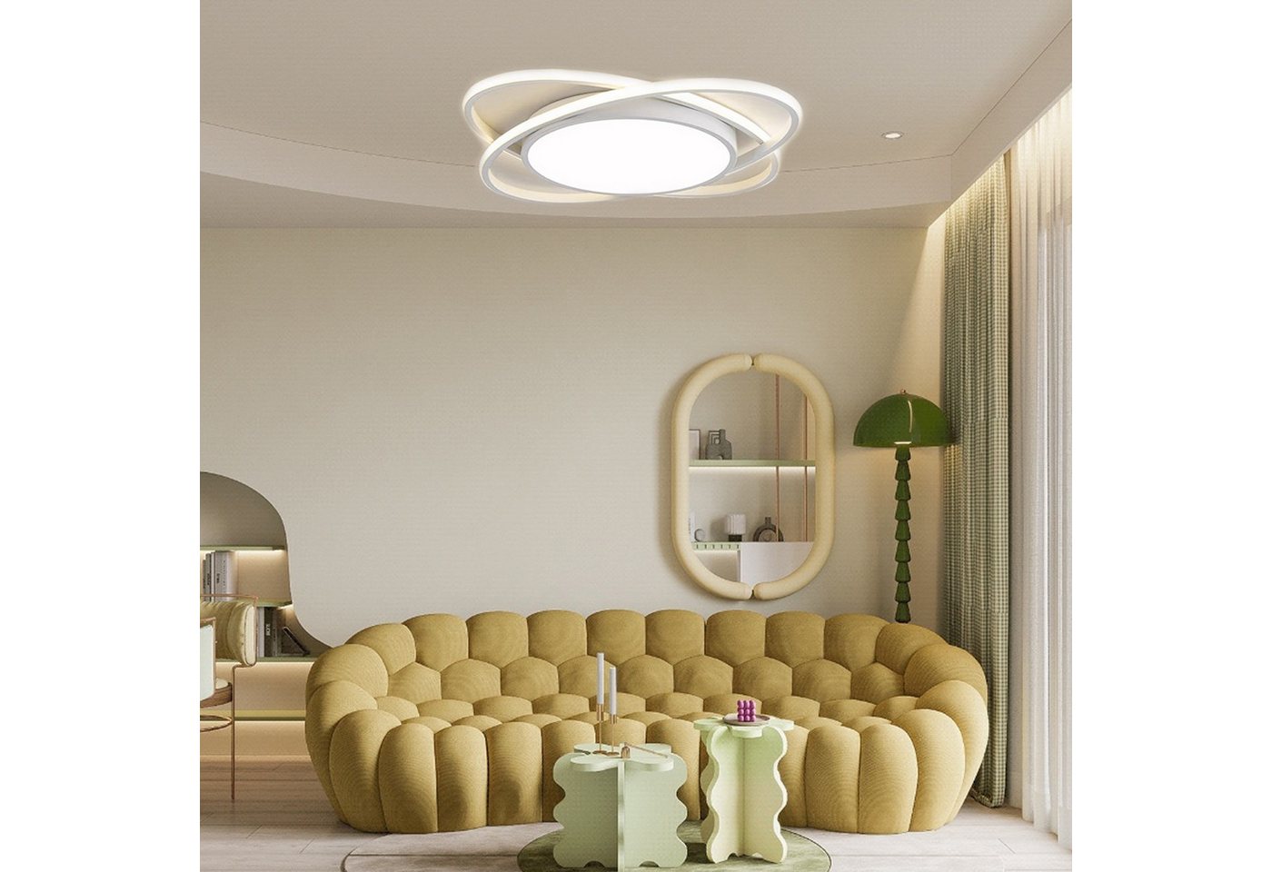 OYLCDI Deckenleuchten LED Deckenlampe Ø40cm,Dimmbar mit Fernbedienung für Wohnzimmer, LED fest integriert, 62W 3000-6500k, Modern Runde Wohnzimmer Schlafzimmer Arbeitszimmer Esszimmer Dekoration Lampen, Mit Speicherfunktion.Lichtfarbe- und Helligkeit einstellbar Bild 3