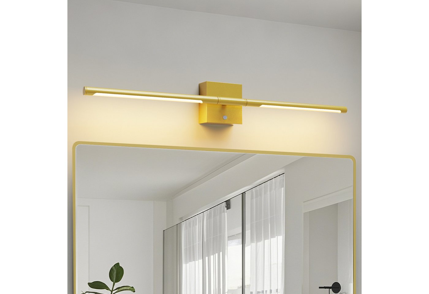 LOHAS-LED Wandleuchte Akku LED Wandleuchte Linear Gold 72 cm, 3 CCT dimmbar, Nachtlicht / Timer / Helligkeit anpassen / Bewegungssensor, LED fest integriert, Warmweiß, Tagesweiß, Kaltweiß, Touch & Fernbedienung, 10000mAh Batterie mit Sensor Bild 2