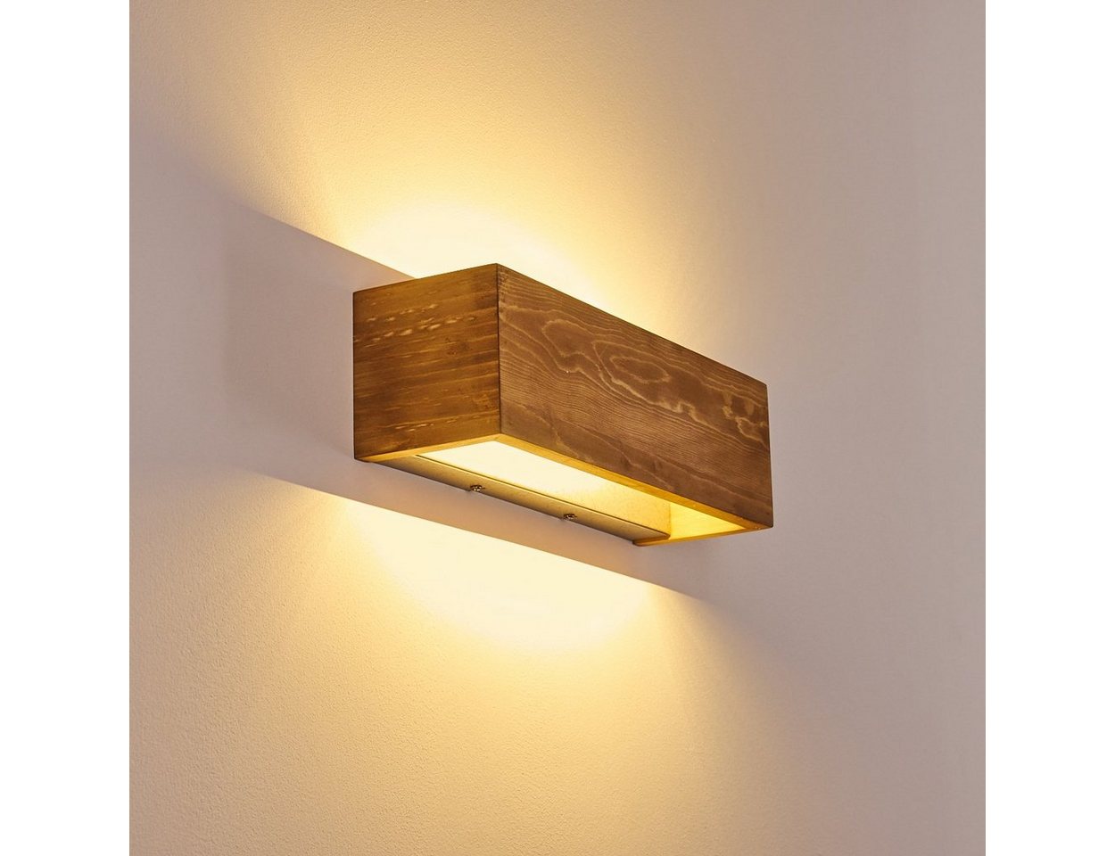 hofstein Wandleuchte »Volano« LED Wandlampe dimmbare aus Holz/Metall in Braun/Grau, 3000 Kelvin, 13, 5 Watt, 1800 Lumen, längliche Innen. Up&Down Effekt an der Wand Bild 5