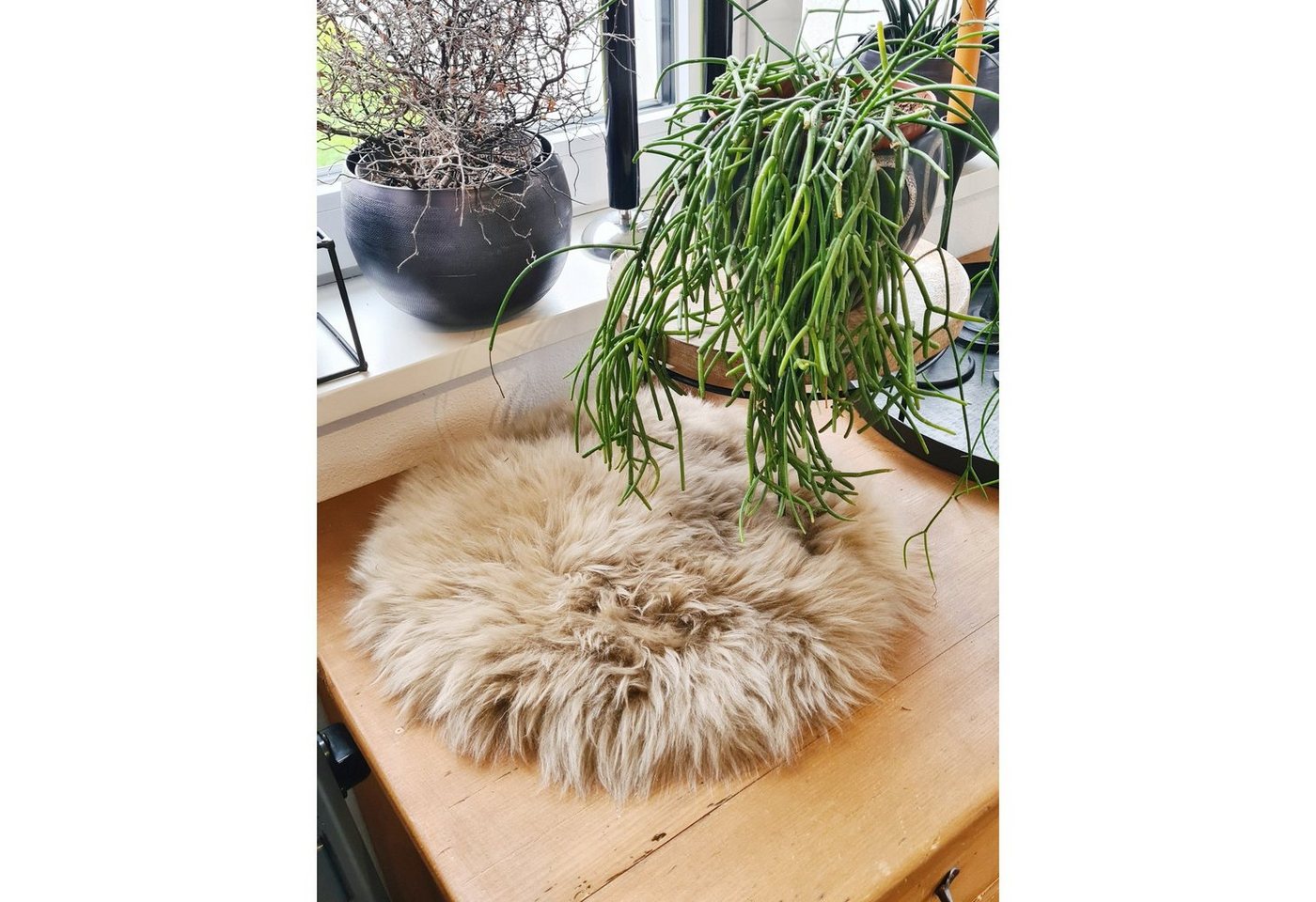 Macosa Home Fellteppich Dekofell rund 34 cm echtes Lammfell Stuhlkissen Sitzplaid Sitzfell, rund, Sitzkissen Dekofell modern Echtfell