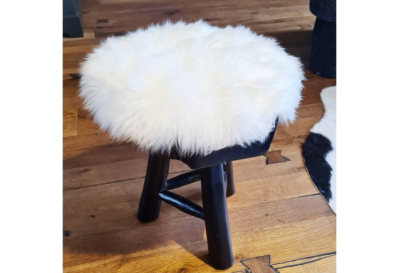 Macosa Home Fellteppich Dekofell rund 34 cm echtes Lammfell Stuhlkissen Sitzplaid Sitzfell, rund, Sitzkissen Dekofell modern Echtfell Bild 2