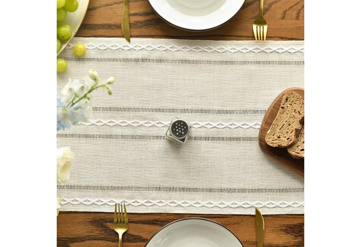 FOUORTUNATE-BEE Tischläufer Mode Boho Creme Landhausstil Quasten Tischläufer (Waschbar Tisch Dekoration, Party Geburtstag Valentinstag Hochzeit Dekor)