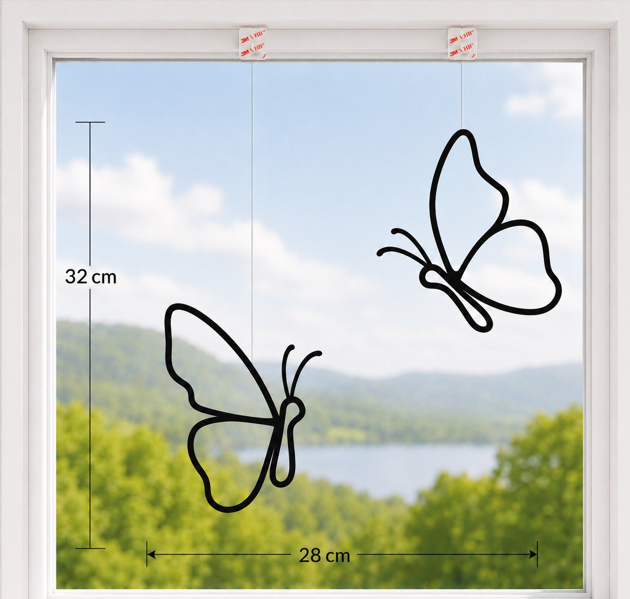 kikuo Fensterdekoration Natur Fensterdeko Vögel, Bienen, Schmetterlinge 2er Set