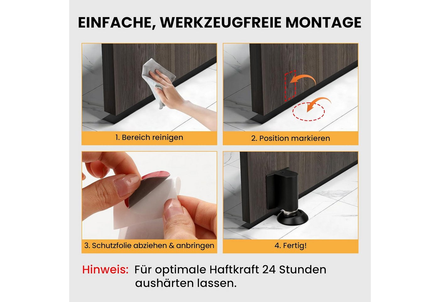 AFKSMILE Bodentürstopper Magnetischer Türstopper Boden, Magnetic Door Stopper Selbstklebend, Türpuffer Wandschutz Türfeststeller mit Klebeband & Schrauben