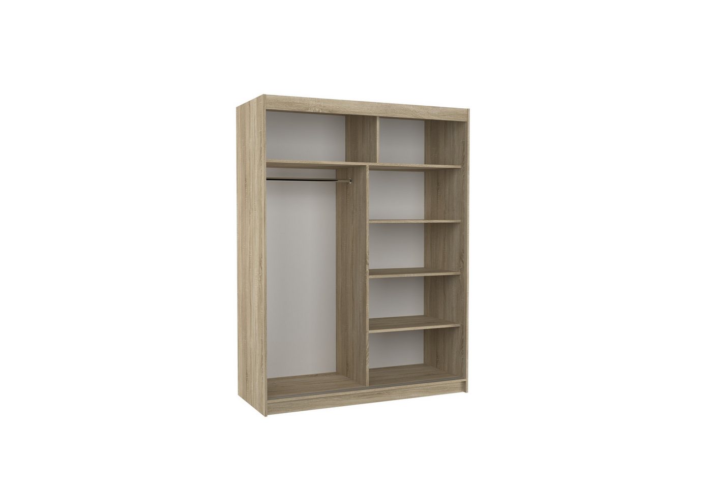 MOEBLO Schiebetürenschrank Lynox 150 (Moderner Kleiderschrank mit 2 Türen, 6 Regalen & Kleiderstange, Schwebetürenschrank 2-türig Schrank Garderobe Schiebtüren Schlafzimmer) (BxHxT): 150x200x58 cm Bild 2