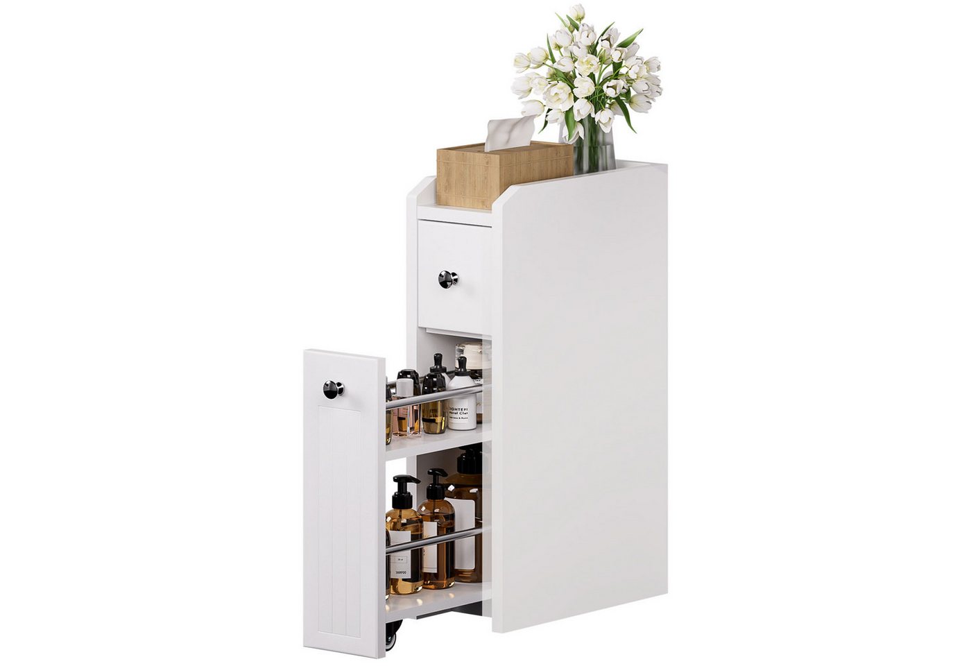 Yorbay Badkommode Badezimmerschrank Toilettenschrank, mit Schubladen für schmale Nischen, 18x40x70 cm Bild 5