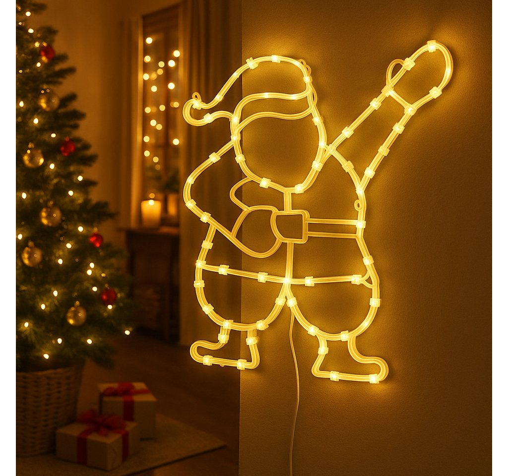 DEGAMO Beleuchtetes Fensterbild WEIHNACHTSMANN, 42x37cm, 50 LED weiss, Netzbetrieb 230V Bild 4