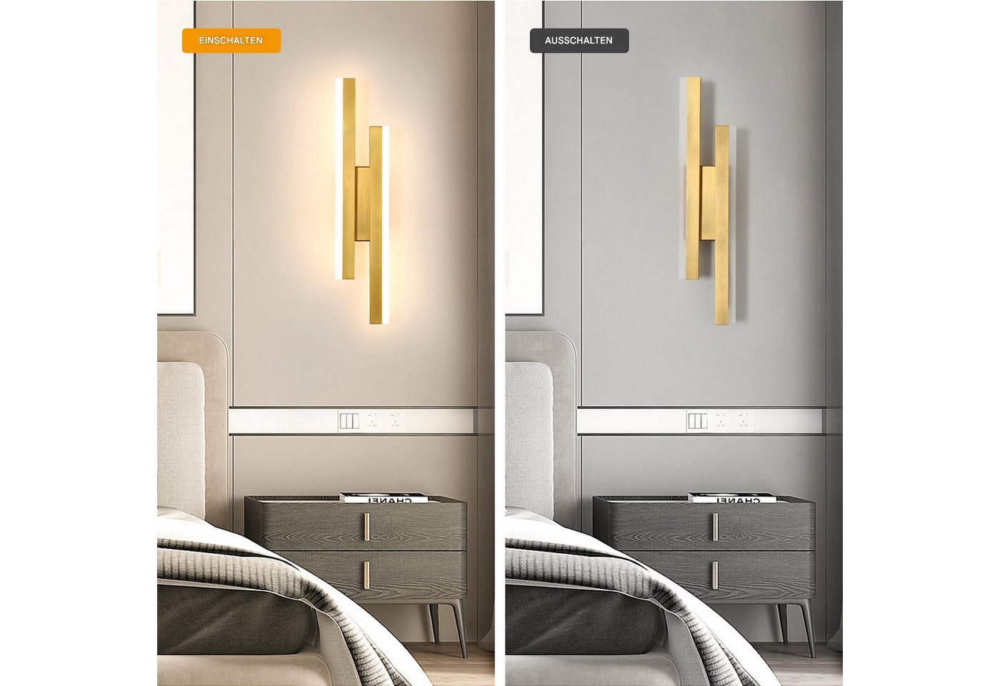 Riserva LED Wandstrahler LED Wandleuchte innen Weiß 16W 3 Lichtfarben Modern 40 cm, LED wechselbar, Energiesparend, kein Flimmern, Augenschutzdesign Bild 5