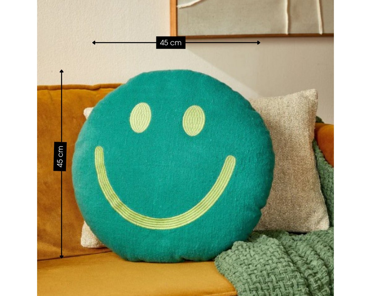 Mica Decorations Zierkissen Mica Decorations Smiley Deko Kissen – Ø45 x 10 cm