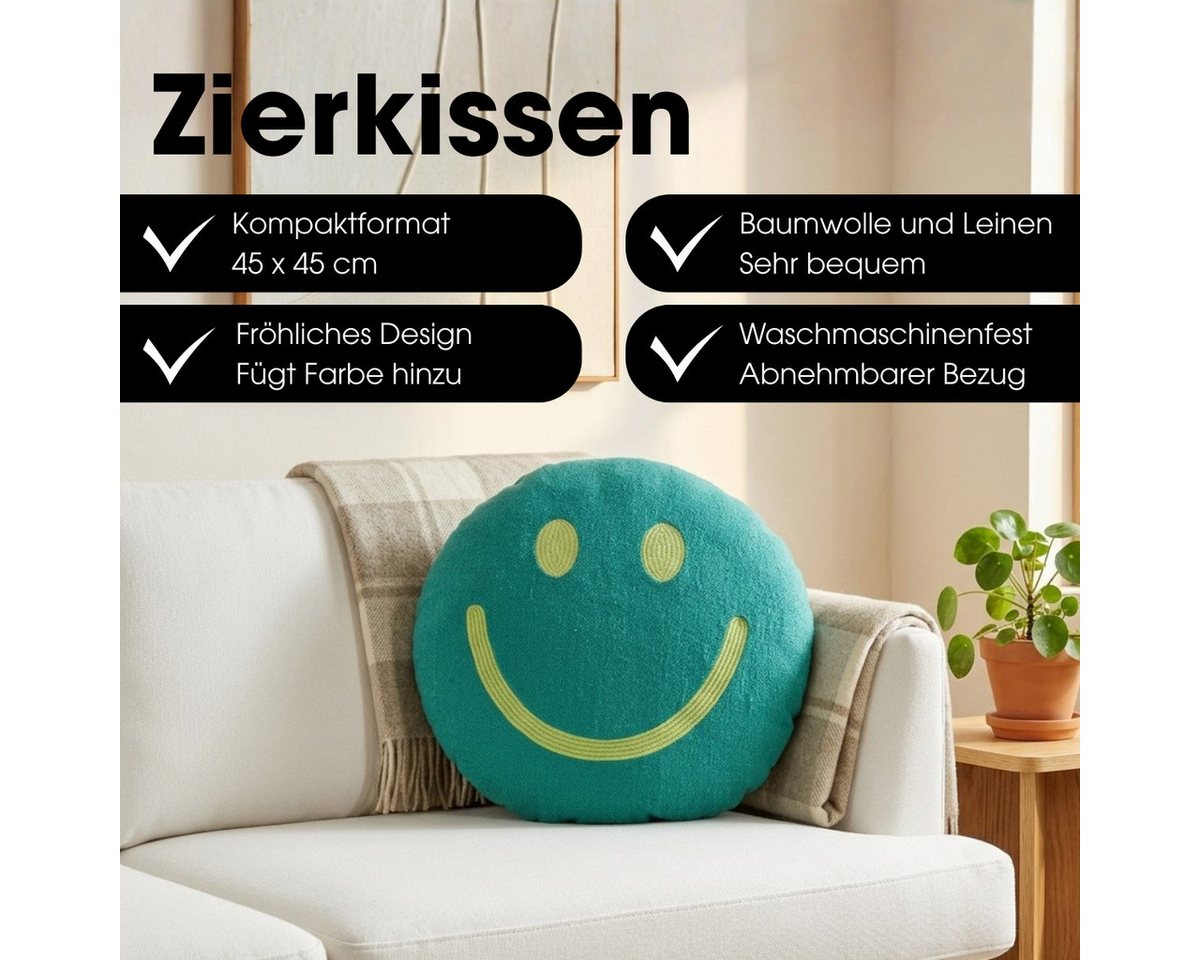 Mica Decorations Zierkissen Mica Decorations Smiley Deko Kissen – Ø45 x 10 cm Bild 3