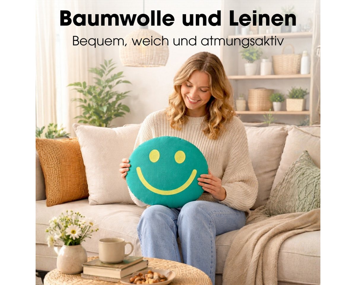 Mica Decorations Zierkissen Mica Decorations Smiley Deko Kissen – Ø45 x 10 cm Bild 4