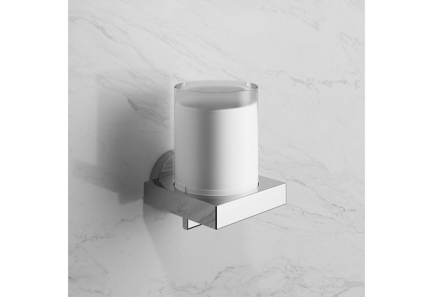 Keuco Seifenspender Edition 90 mit mattiertem Stülpglas, inkl. Klebeset, (Set), 180 ml, Metall verchromt, Made in Germany, nachfüllbar, Wandmontage Bild 5