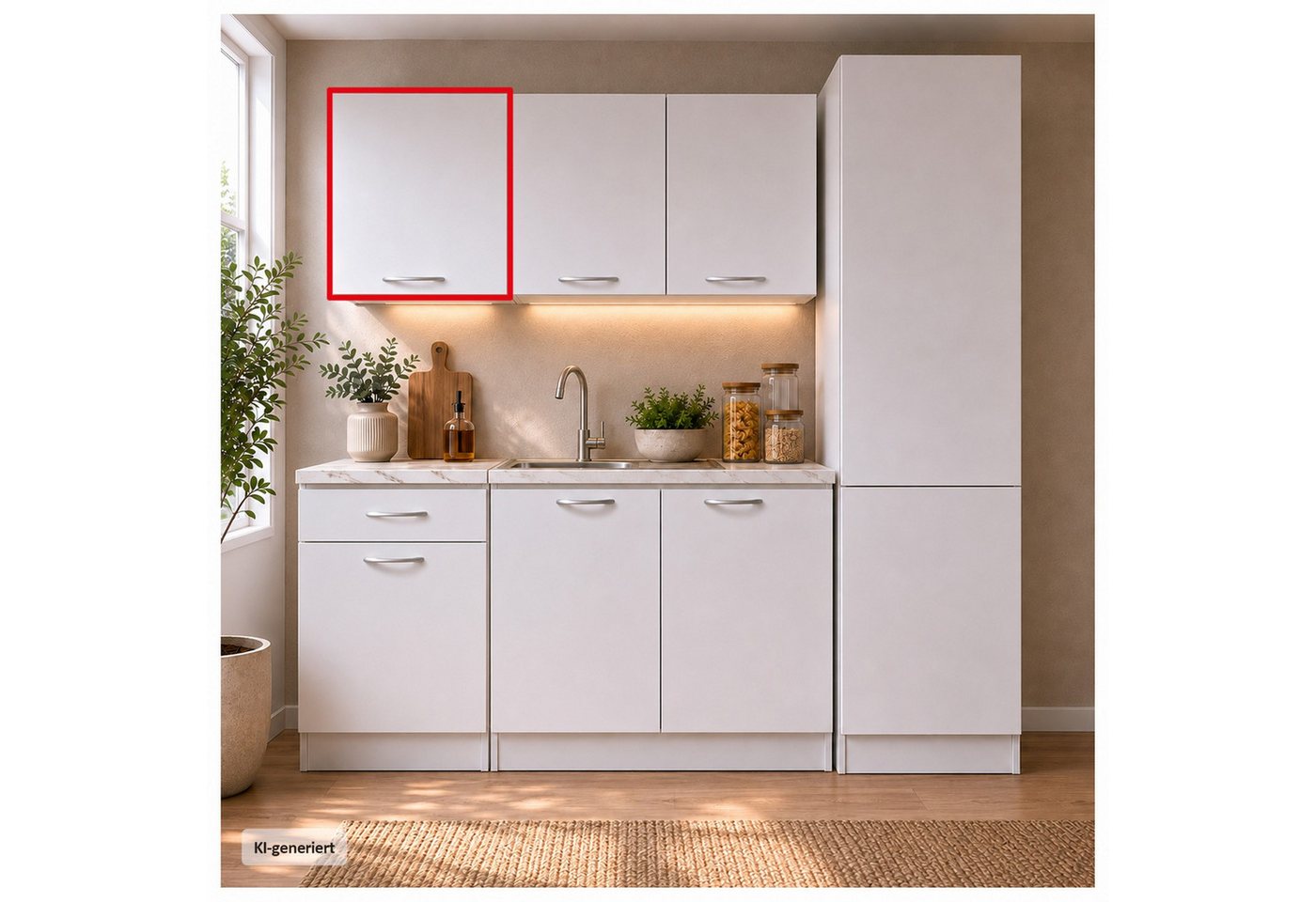 HTI-Living Hängeschrank Küchenhängeschrank Jenna Weiß 50 cm (1 Stück, 1-St., 1 Küchenhängeschrank) Modular erweiterbar, modernes Design, 2 Schrankfächer Bild 2