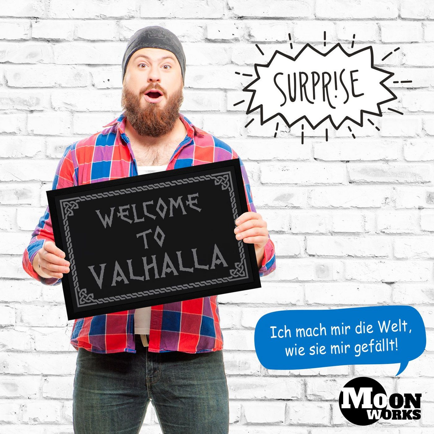 MoonWorks Fußmatte Fußmatte mit Spruch Welcome to Valhalla Wikinger Viking Willkommen, rechteckig Bild 3