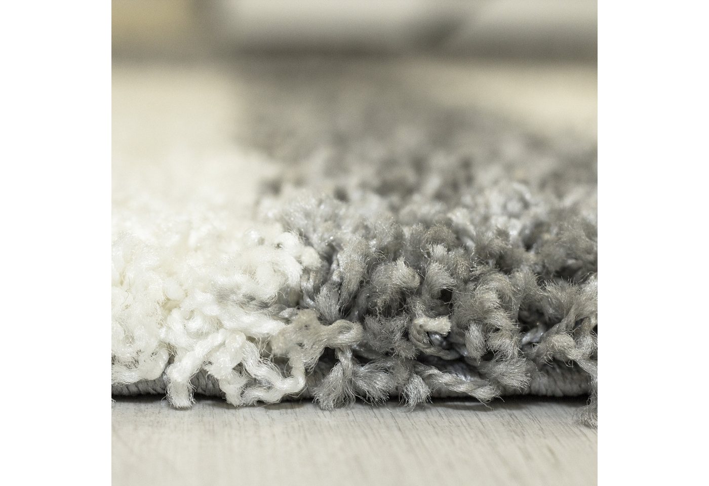 KADIMA DESIGN Teppich WERFEN Shaggy Langflor Wohnzimmer Schlafzimmer Waschbar Kariert, Rund, Höhe: 32 mm, Hellgrau, 80x80 cm, Wohnzimmerteppich Strapazierfähig Waschbar Bild 3