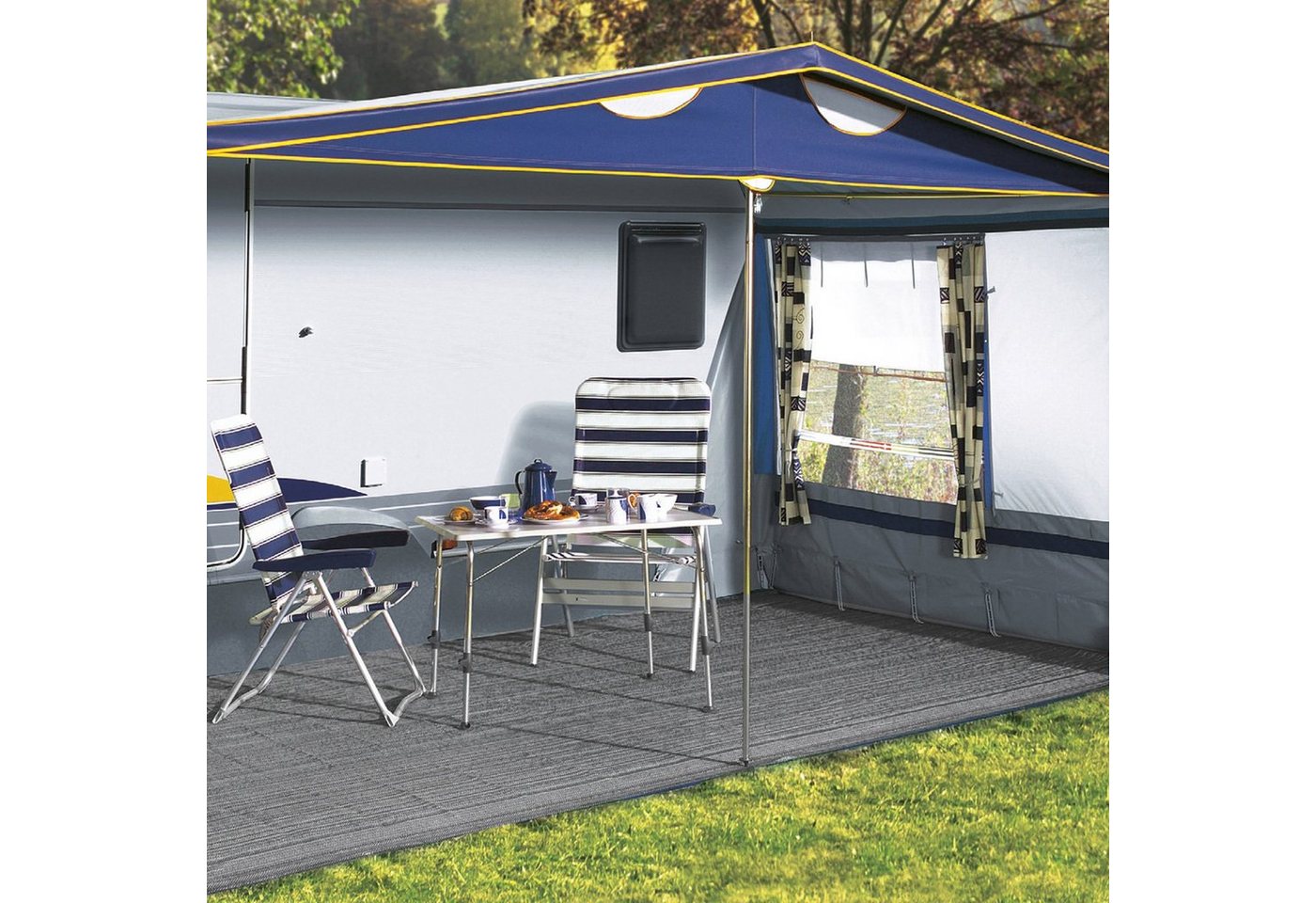 Arisol Zeltteppiche Arisol Vorzeltteppich 250x500cm 100% PP Zeltteppich grau inkl Clips