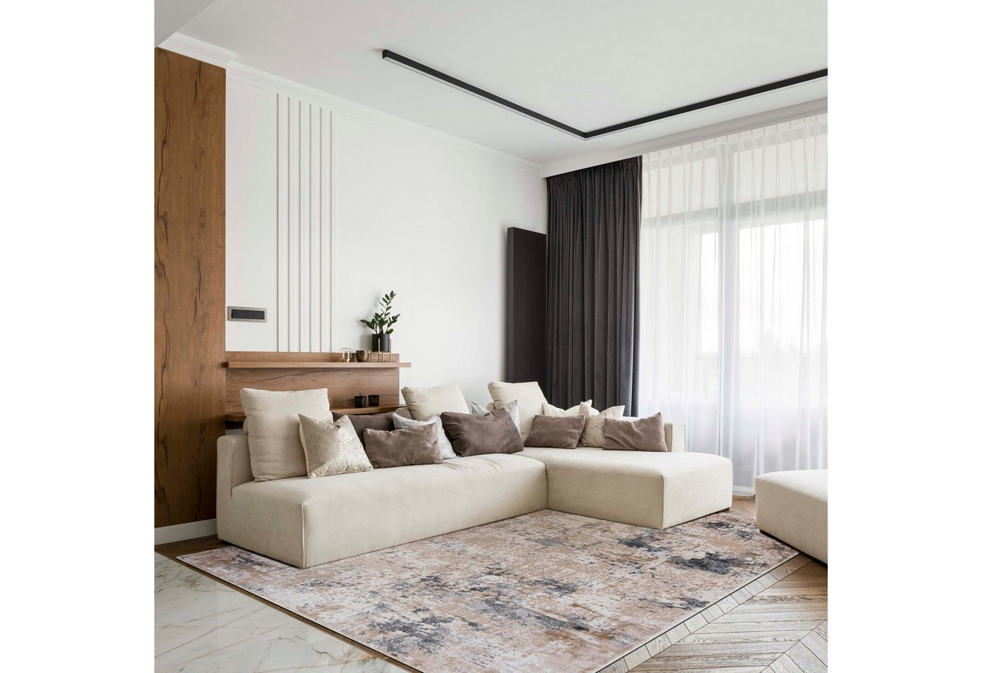 Mazovia Designteppich Modern Abstrakt Teppich für Wohnzimmer Schlafzimmer B üro - Kurzflor, 120 x 170 cm, Fußbodenheizung Bild 3
