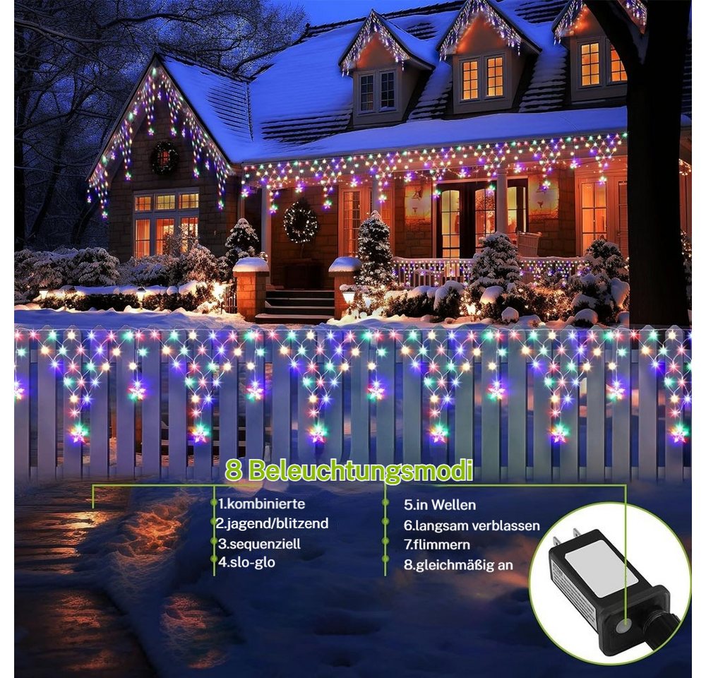 VIVIHEYDAY LED-Lichtervorhang Sterne LED Lichterkette Dekolicht Innen Weihnachten Deko, 8 Beleuchtungsmodi Bild 4