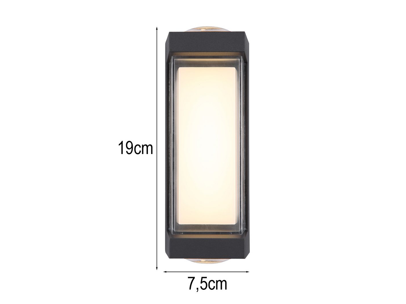 GLOBO LIGHTING LED Außen-Wandleuchte 2er Set Aluminium Anthrazit, Höhe 19cm, LED fest integriert, warmweiß, Up and Down Außen-leuchten Hausbeleuchtung für die Haus-wand IP54