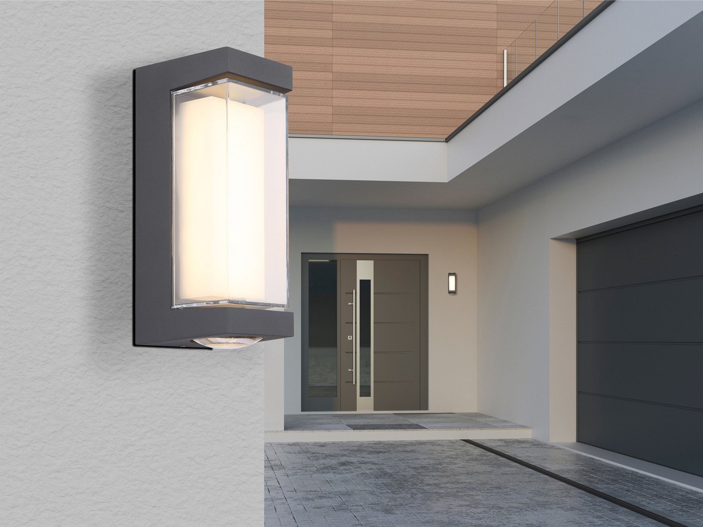 GLOBO LIGHTING LED Außen-Wandleuchte 2er Set Aluminium Anthrazit, Höhe 19cm, LED fest integriert, warmweiß, Up and Down Außen-leuchten Hausbeleuchtung für die Haus-wand IP54 Bild 3