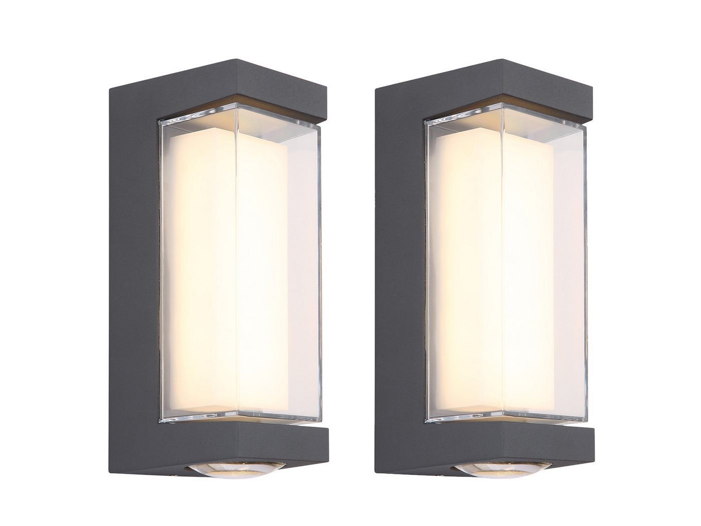 GLOBO LIGHTING LED Außen-Wandleuchte 2er Set Aluminium Anthrazit, Höhe 19cm, LED fest integriert, warmweiß, Up and Down Außen-leuchten Hausbeleuchtung für die Haus-wand IP54 Bild 4
