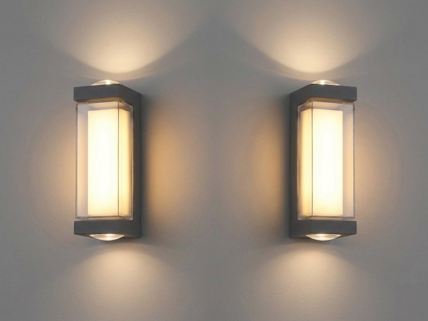 GLOBO LIGHTING LED Außen-Wandleuchte 2er Set Aluminium Anthrazit, Höhe 19cm, LED fest integriert, warmweiß, Up and Down Außen-leuchten Hausbeleuchtung für die Haus-wand IP54 Bild 5