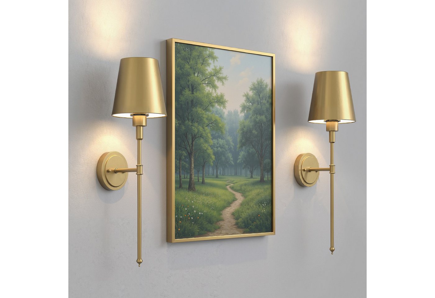 LOHAS-LED Wandleuchte 2er-Set goldene kegelförmige Akku-Wandleuchte, Gesamt 62,48 cm, LED wechselbar, RGBCW, E26 RGBCW dimmbar mit IR-Fernbedienung Bild 2
