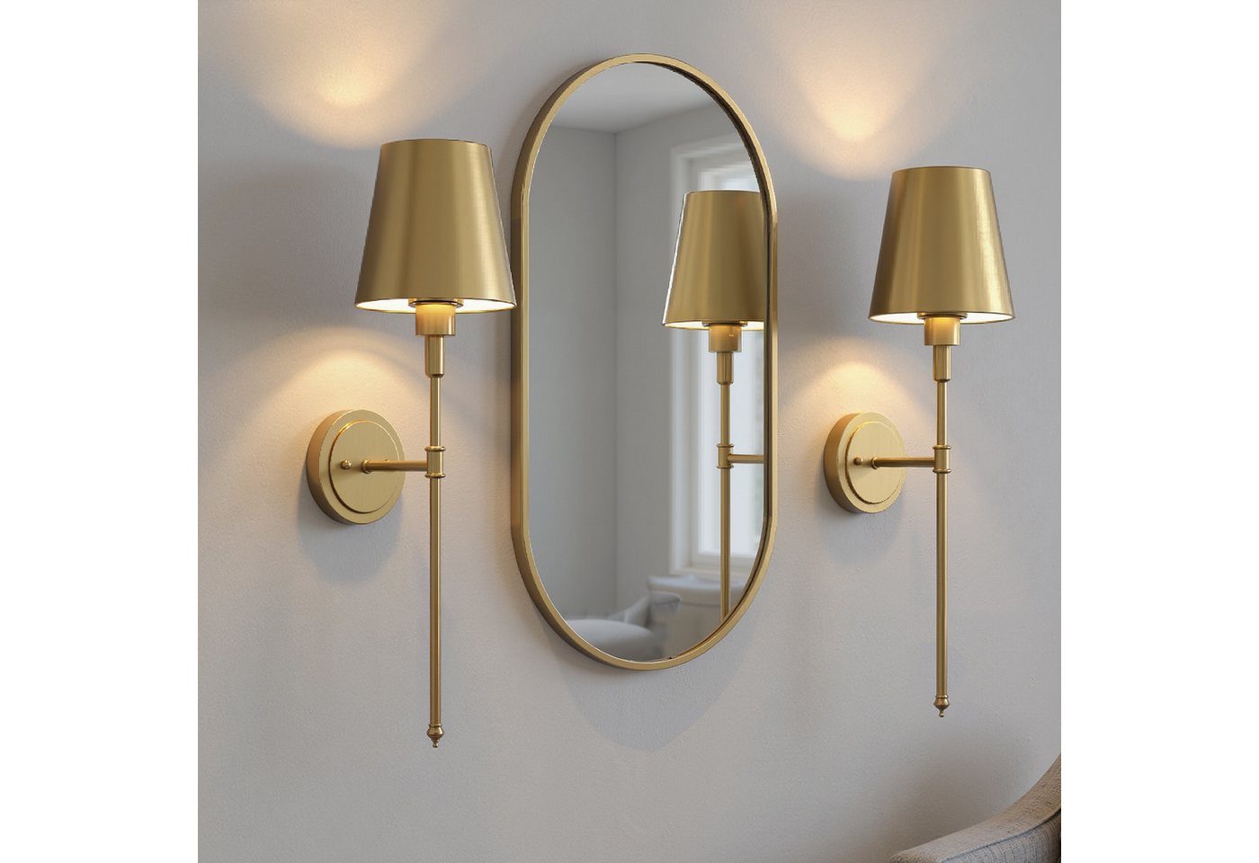 LOHAS-LED Wandleuchte 2er-Set goldene kegelförmige Akku-Wandleuchte, Gesamt 62,48 cm, LED wechselbar, RGBCW, E26 RGBCW dimmbar mit IR-Fernbedienung Bild 5