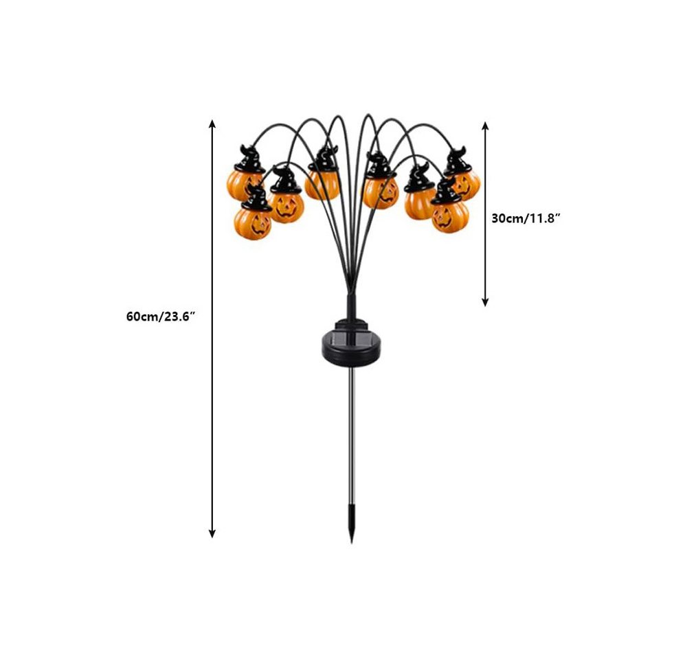QUBEBU Gartenleuchte Halloween Kürbis Gartenlichter 60 LED Halloween Deko Solarlampen, 2 Stk., LED fest integriert, Swinging Solarleuchten Gartenlicht für Außen Rasen Gehweg Landschaft, Halloween Deko Licht Outdoor, Halloween LED Gartenbeleuchtung Bild 2