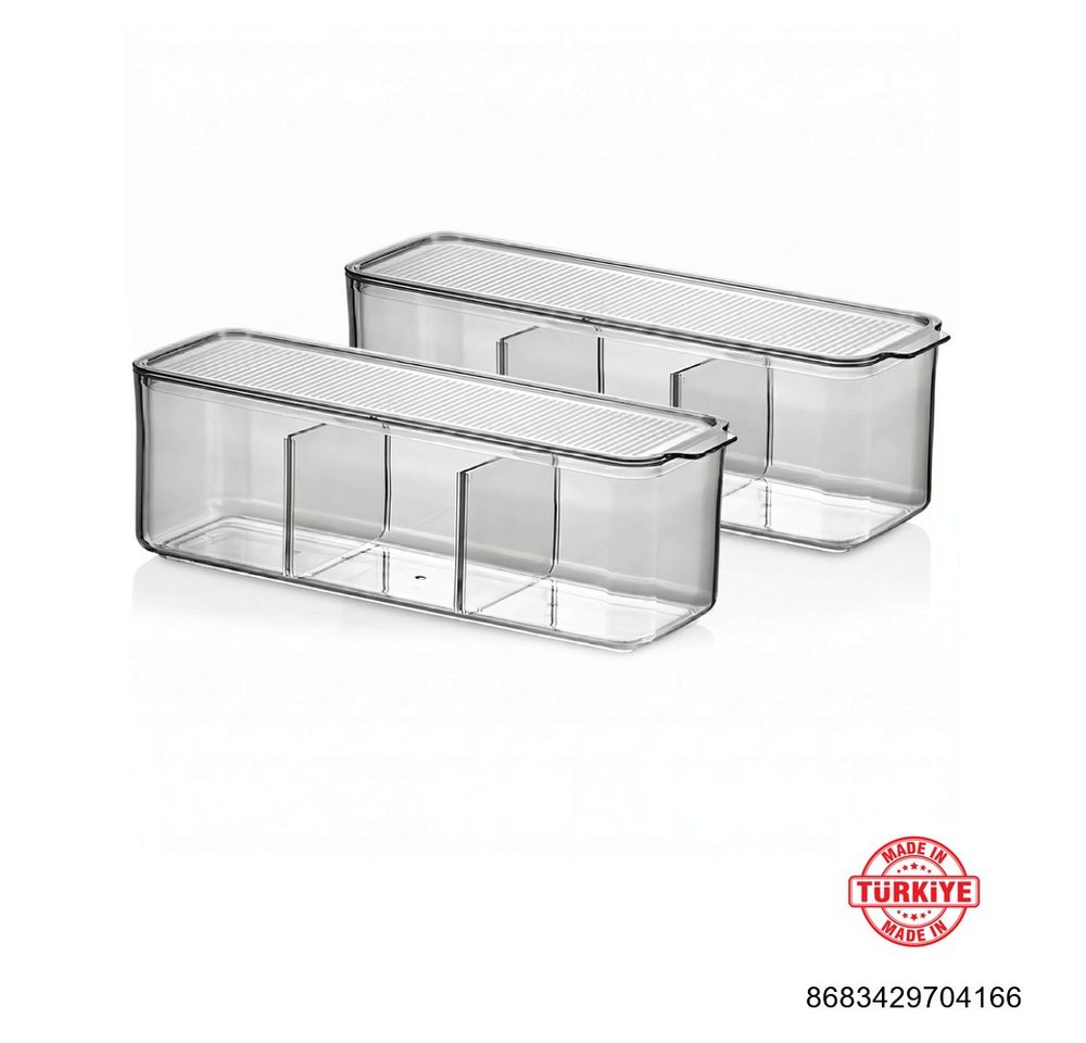 Vip Ahmet Küchenorganizer-Set Vorratsgläser, BPA-frei Kunststoff, 2er Set, 2x2,5L, (2 Stück Aufbewahrungsbehälter mit Trennfach, je 2,5 L), mit Feuchtigkeitskontrolle und Trennfächern