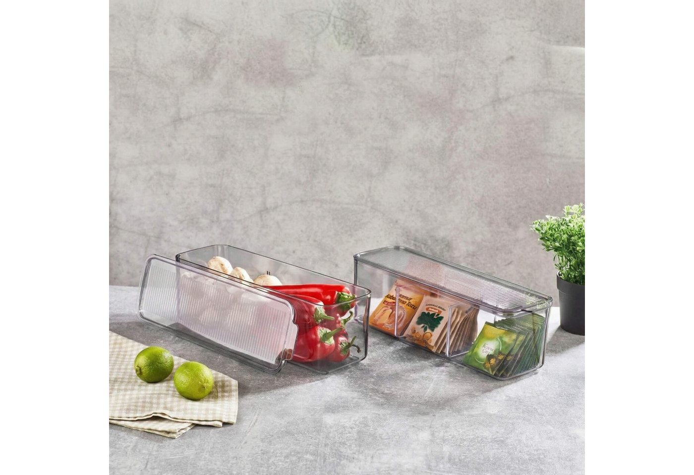 Vip Ahmet Küchenorganizer-Set Vorratsgläser, BPA-frei Kunststoff, 2er Set, 2x2,5L, (2 Stück Aufbewahrungsbehälter mit Trennfach, je 2,5 L), mit Feuchtigkeitskontrolle und Trennfächern Bild 3