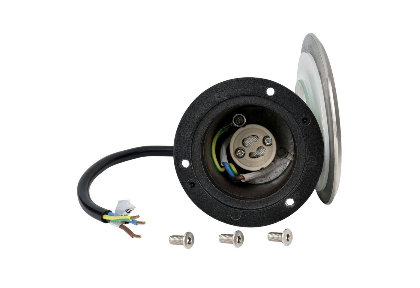 GTV LED Gartenleuchte LED Einbau Bodenleuchte Bodenspot Bodenstrahler Edelstahl Rund mit, Bodenleuchte Edelstahl 2000KG belastbar IP67 230 Volt mit GU10