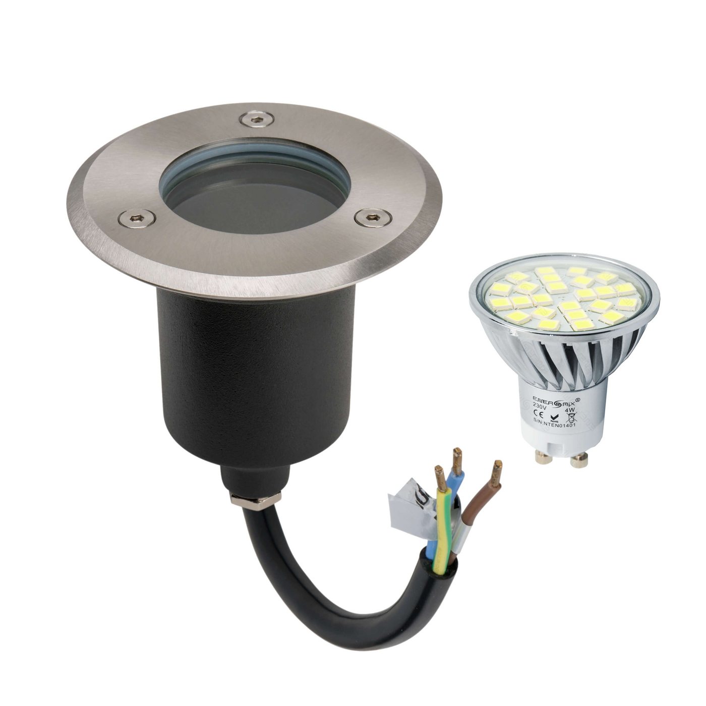 GTV LED Gartenleuchte LED Einbau Bodenleuchte Bodenspot Bodenstrahler Edelstahl Rund mit, Bodenleuchte Edelstahl 2000KG belastbar IP67 230 Volt mit GU10 Bild 3