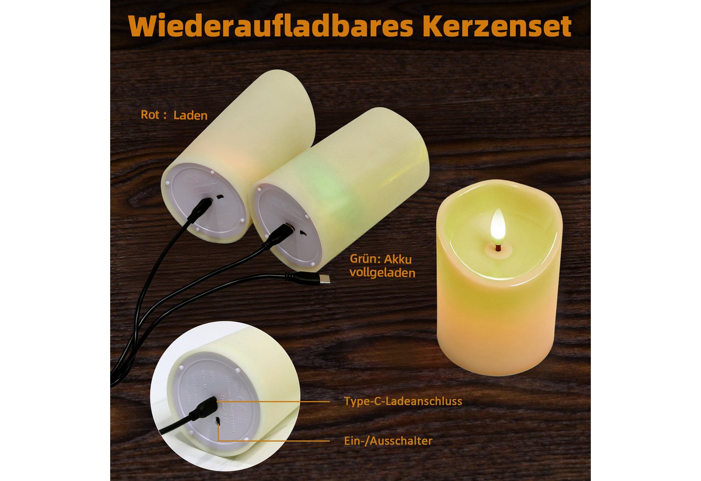 OZAVO LED-Kerze aufladbare LED Weihnachten Kerzen mit timerfunktion und Fernbedienung, für Hochzeit Weihnachten Halloween Party Dekoration