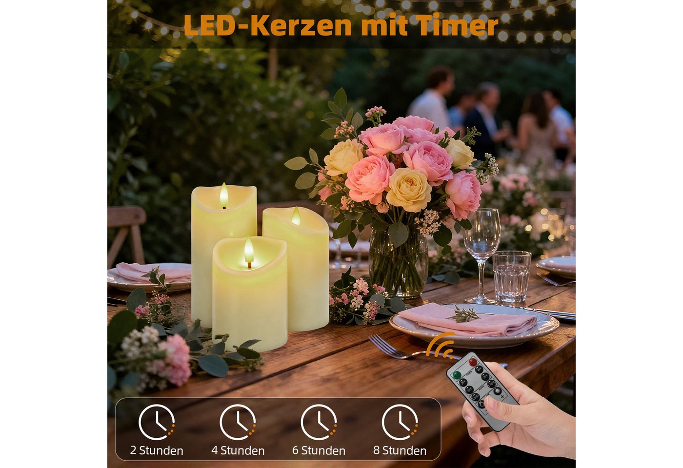OZAVO LED-Kerze aufladbare LED Weihnachten Kerzen mit timerfunktion und Fernbedienung, für Hochzeit Weihnachten Halloween Party Dekoration Bild 2