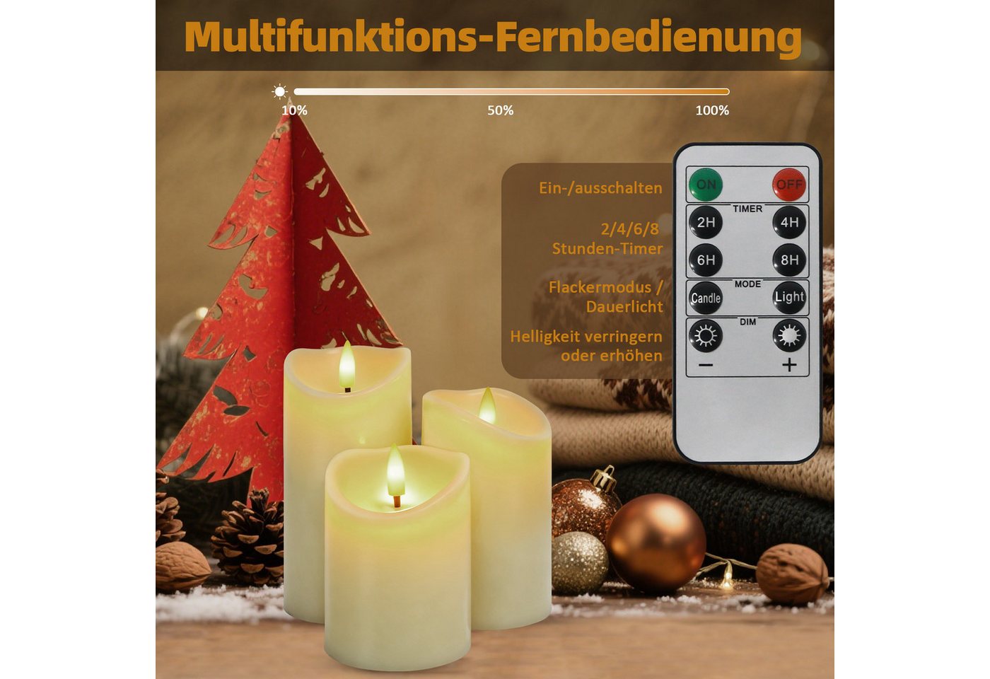 OZAVO LED-Kerze aufladbare LED Weihnachten Kerzen mit timerfunktion und Fernbedienung, für Hochzeit Weihnachten Halloween Party Dekoration Bild 4