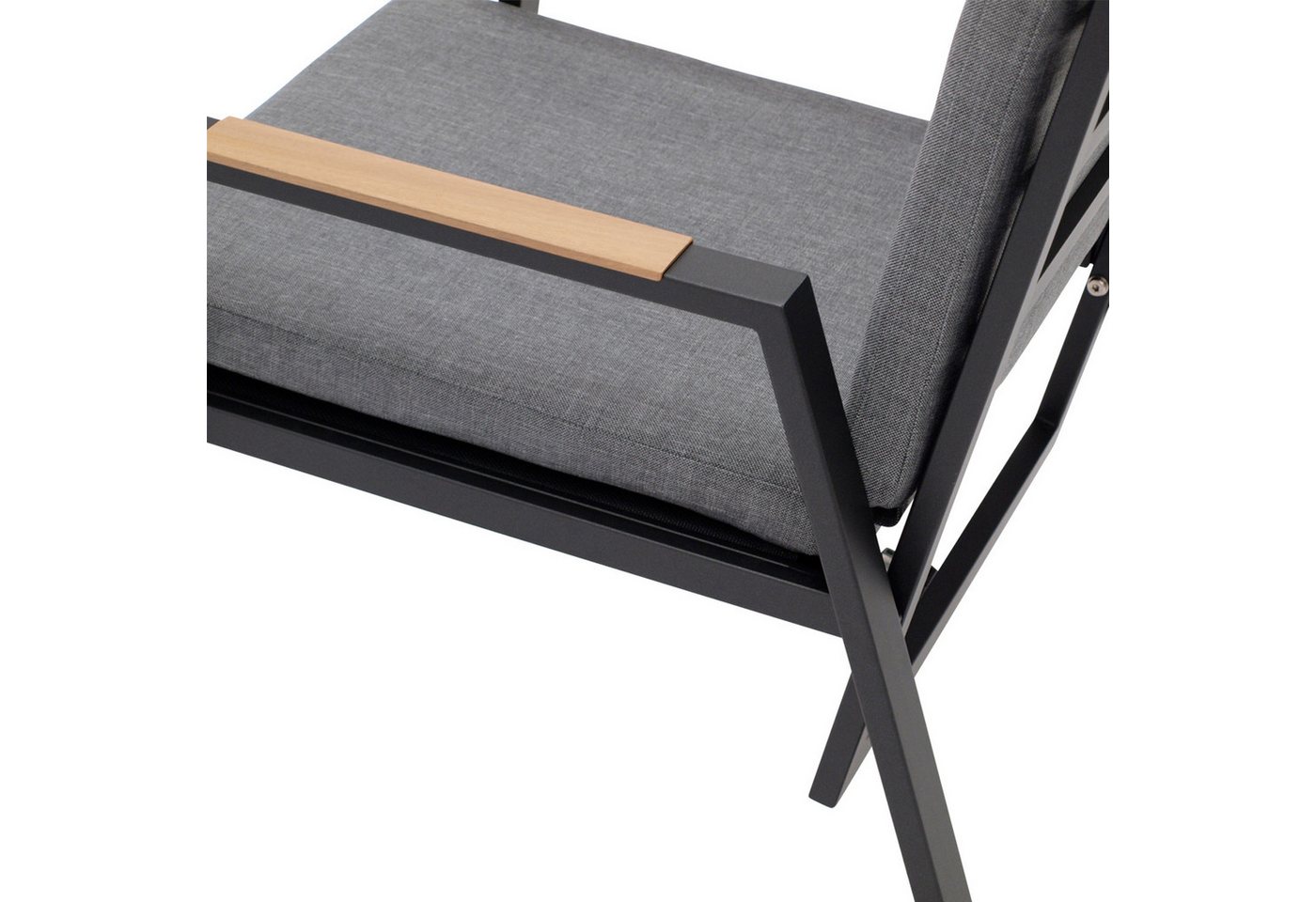 DEGAMO Gartensessel BILBAO, Alu anthrazit, Armlehnen Holzoptik, stufenlos verstellbar