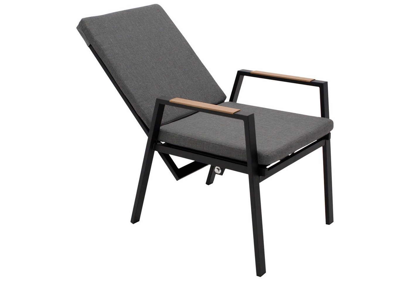 DEGAMO Gartensessel BILBAO, Alu anthrazit, Armlehnen Holzoptik, stufenlos verstellbar Bild 2