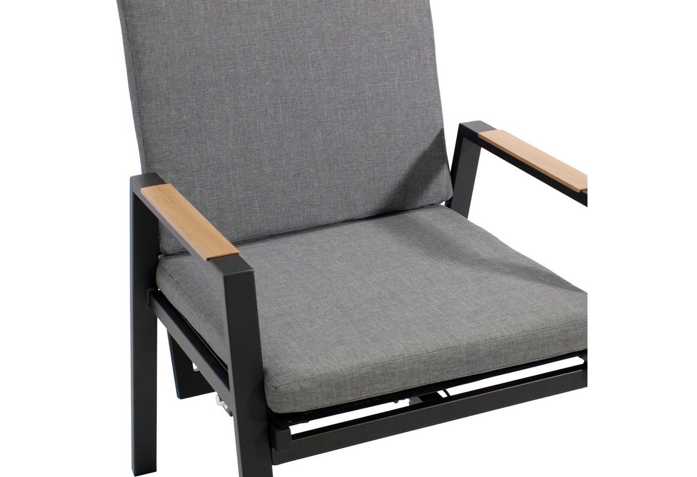 DEGAMO Gartensessel BILBAO, Alu anthrazit, Armlehnen Holzoptik, stufenlos verstellbar Bild 3