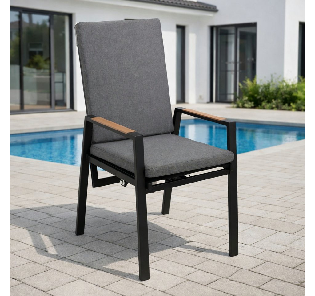 DEGAMO Gartensessel BILBAO, Alu anthrazit, Armlehnen Holzoptik, stufenlos verstellbar Bild 5
