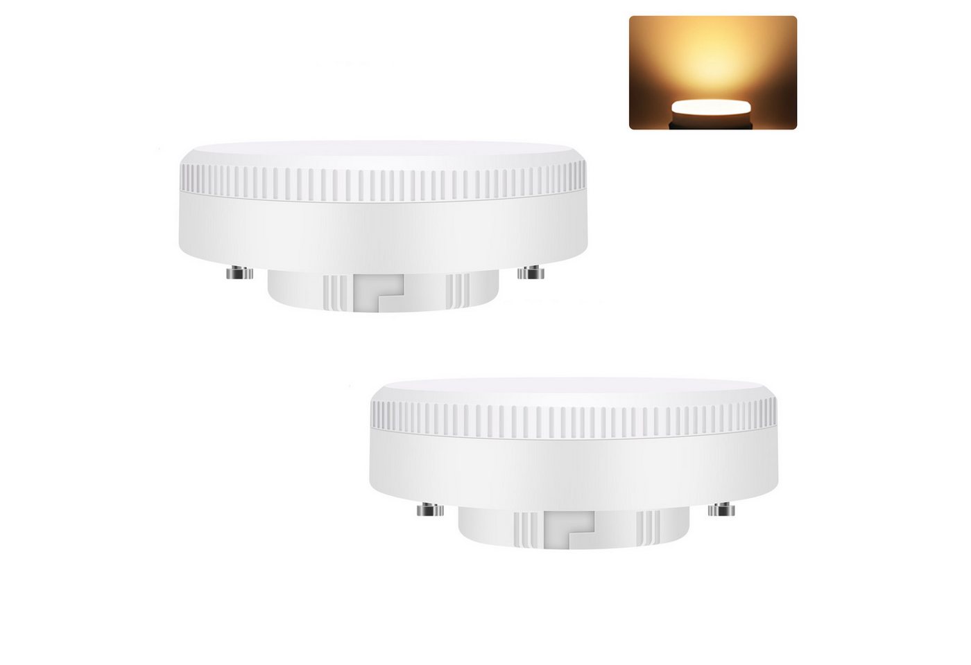 ZMH LED-Leuchtmittel GX53 Leuchtmittel :74x25mm Ultra Flach Warmweiß 3000K Blinkfrei 5W, GX53, 2 St., warmweiß, Lampe Birne Ersetzt 50W Halogen Unterbauleuchte 230V Nicht Dimmbar Bild 2