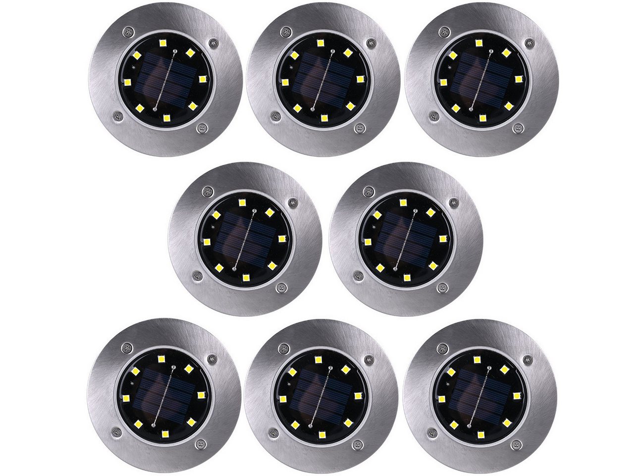 Casativo Gartenstrahler Solar-Bodenstrahler 200lm IP44 Erdspieß Garten-Außenleuchte Ø 11,5cm, LED fest integriert, 8-LEDs je Strahler, Wegleuchte, Dämmerungssensor & 6-8h Leuchtdauer Bild 3