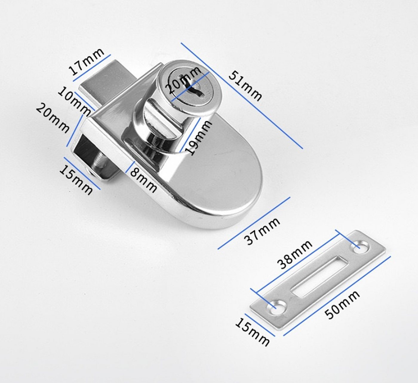 BAYLI Regal 5 x Glasschranktürschloss, Sicherheitsschloss für Glas Vitrine Bild 5