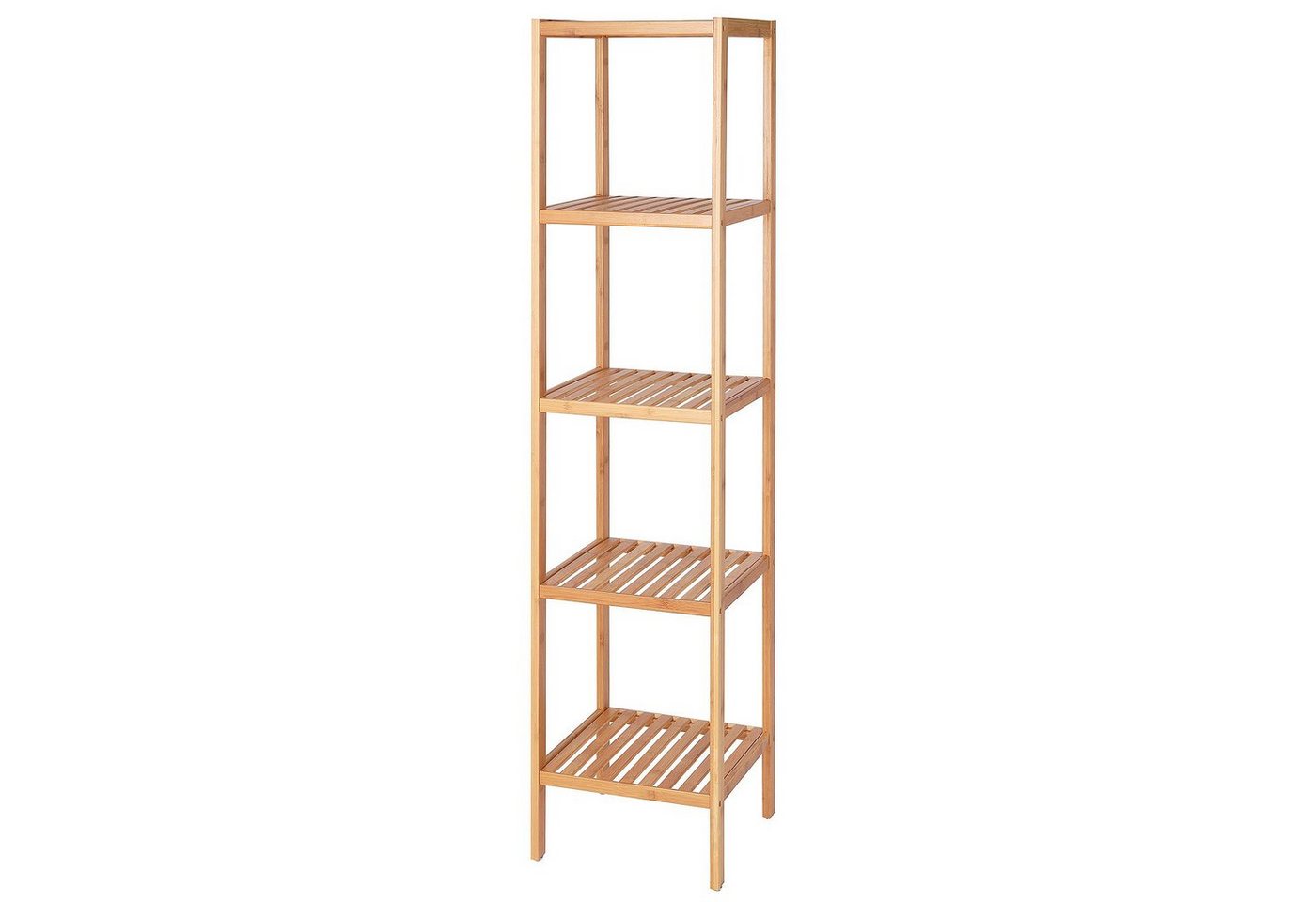 dibea Regal aus Bambus mit 5 Ablageflächen, 33x33x146 cm, natur, 1-tlg., robust & nachhaltig, platzsparend & pflegeleicht