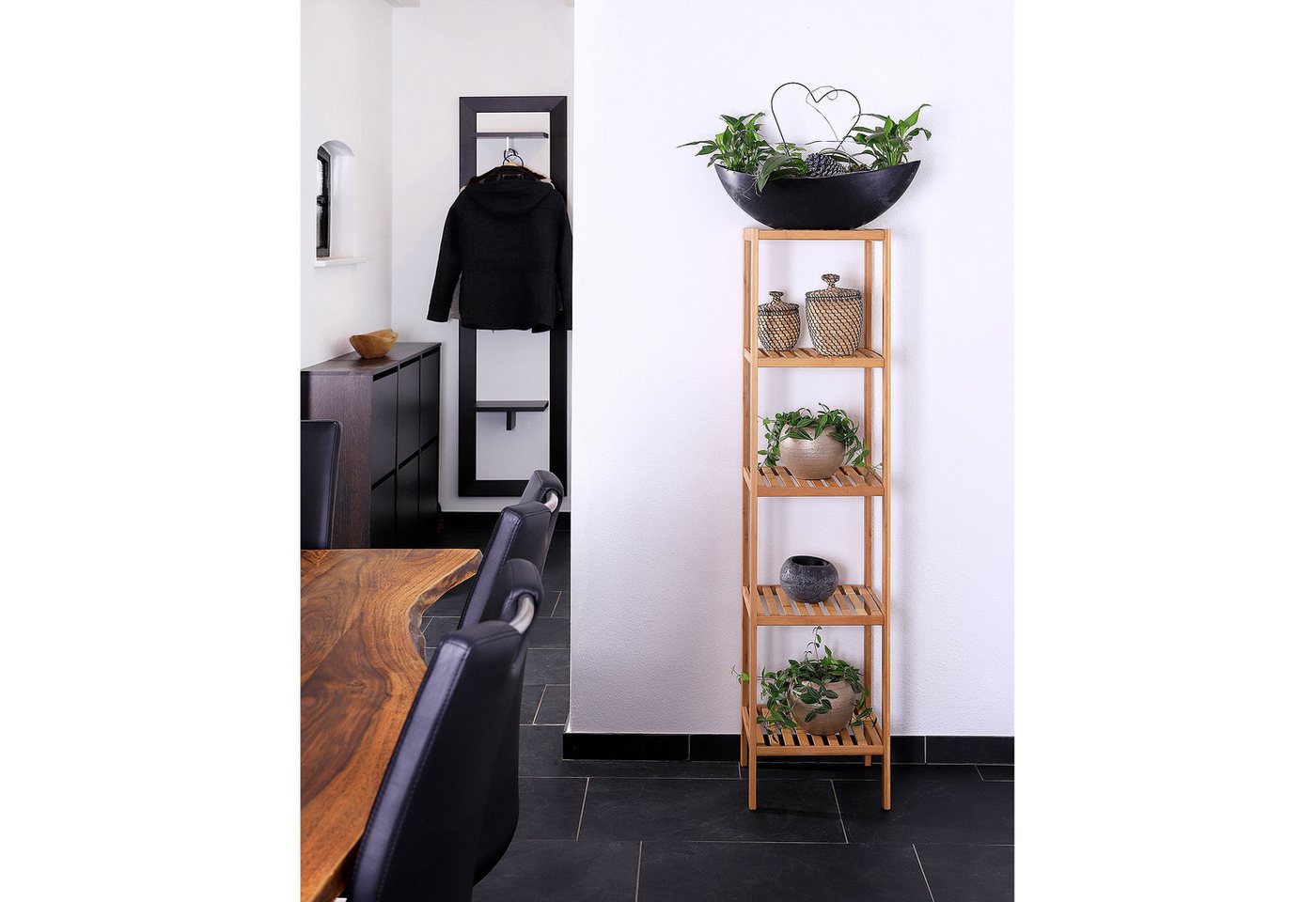 dibea Regal aus Bambus mit 5 Ablageflächen, 33x33x146 cm, natur, 1-tlg., robust & nachhaltig, platzsparend & pflegeleicht Bild 3