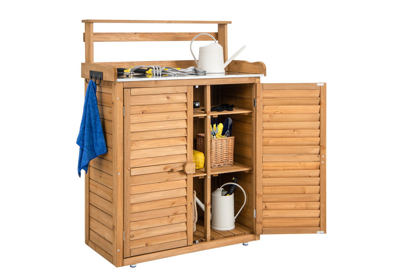 KOMFOTTEU Pflanztisch Gartenschrank, Gartentisch mit Unterschrank, 87 x 45 x 120 cm Bild 3
